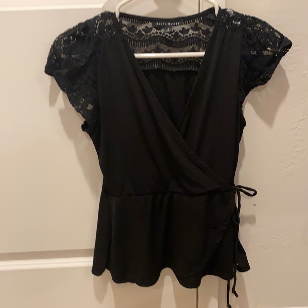 Black Blouse with Lace Detail-Small